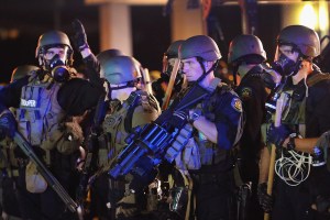 Ferguson police gas mask